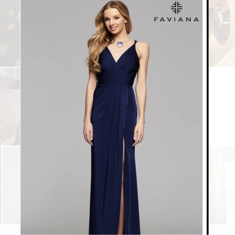 Faviana navy evening gown